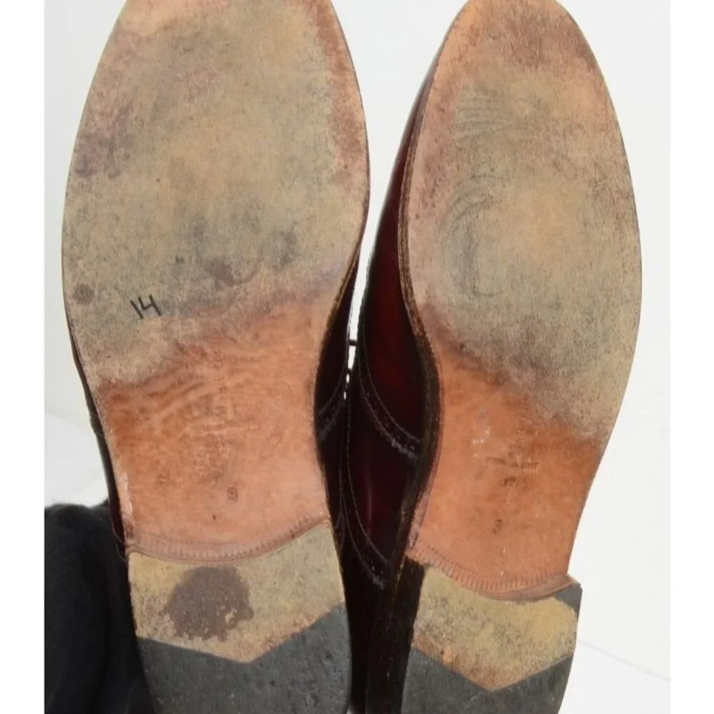 Mario Bruni Mens Size 9W Burgundy Leather Cap-Toe Oxford Loafer FREE SHOE TREES!